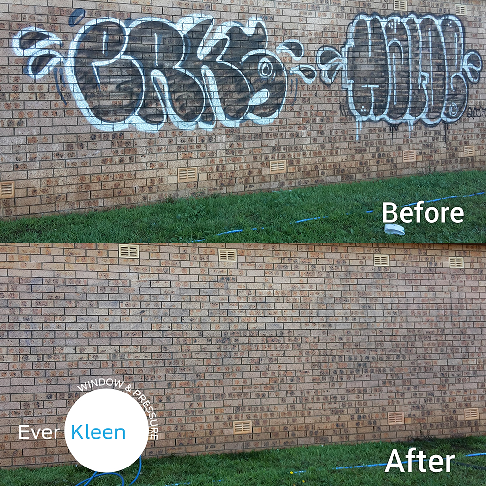 Image of Graffiti removal before and after"